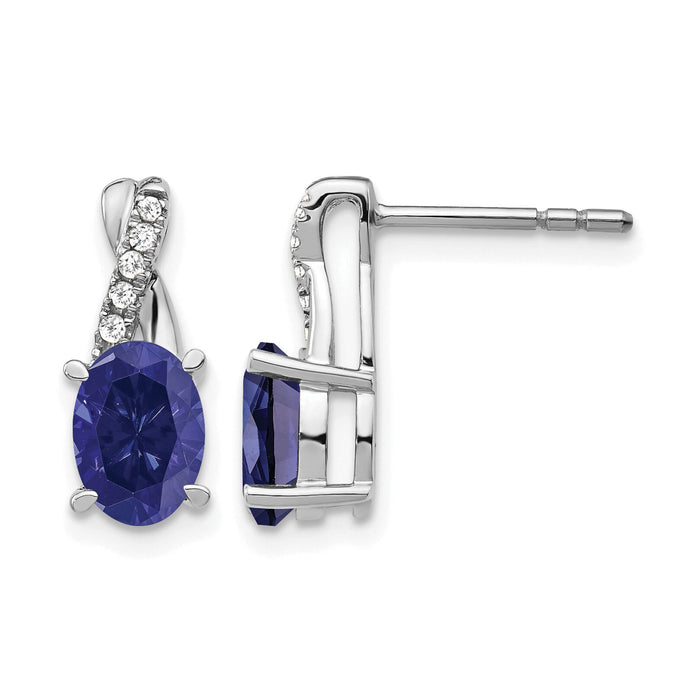 14k White Gold Sapphire and Diamond Earrings-EM4235-SA-006-WA