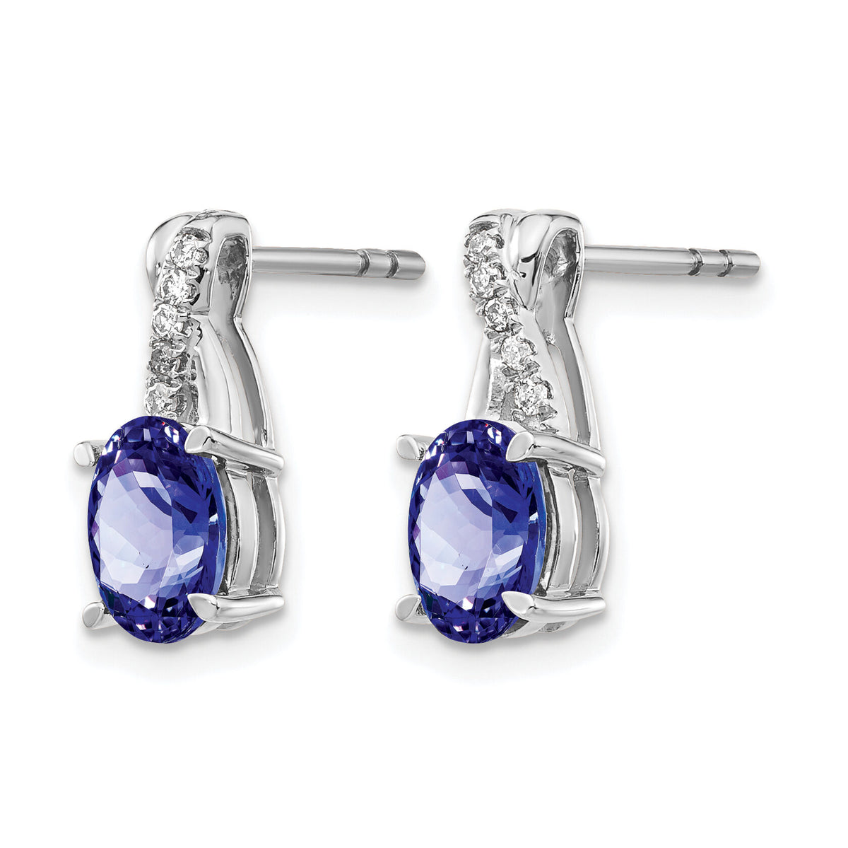 14k White Gold Tanzanite and Diamond Earrings-EM4235-TZ-006-WA