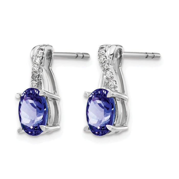 14k White Gold Tanzanite and Diamond Earrings-EM4235-TZ-006-WA