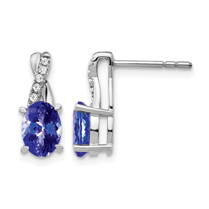 14k White Gold Tanzanite and Diamond Earrings-EM4235-TZ-006-WA