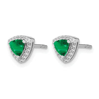14k White Gold Trillion Emerald and Diamond Halo Earrings-EM4240-EM-014-WA