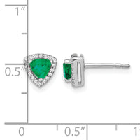 14k White Gold Trillion Emerald and Diamond Halo Earrings-EM4240-EM-014-WA