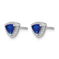 14k White Gold Trillion Sapphire and Diamond Halo Earrings-EM4240-SA-014-WA