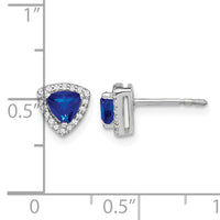 14k White Gold Trillion Sapphire and Diamond Halo Earrings-EM4240-SA-014-WA