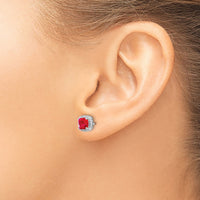 14k White Gold Cushion Ruby and Diamond Halo Earrings-EM4241-RU-015-WA