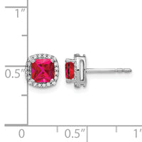 14k White Gold Cushion Ruby and Diamond Halo Earrings-EM4241-RU-015-WA