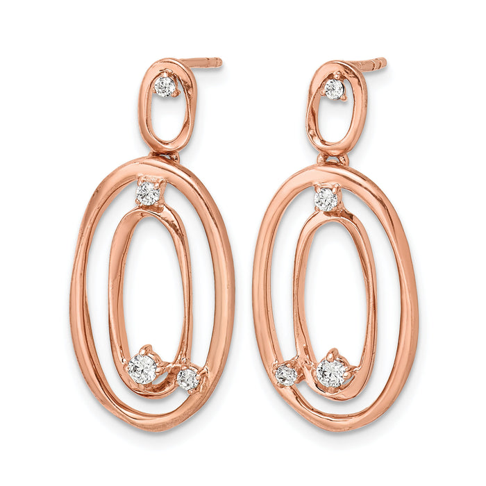 14k Rose Gold Diamond Oval Dangle Earrings-EM4245-020-RA
