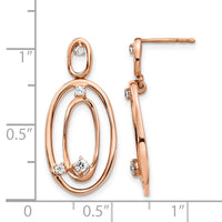 14k Rose Gold Diamond Oval Dangle Earrings-EM4245-020-RA