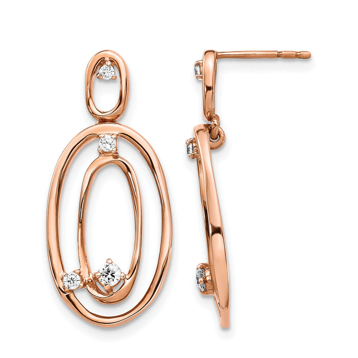 14k Rose Gold Diamond Oval Dangle Earrings-EM4245-020-RA