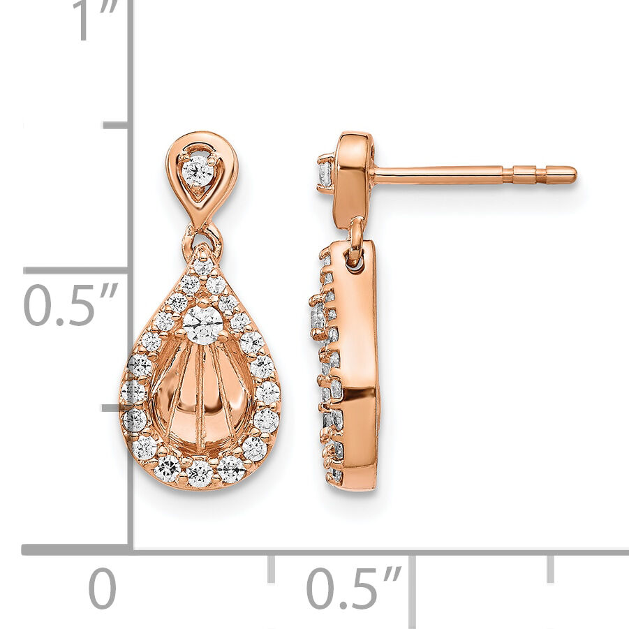 14k Rose Gold Diamond Teardrop Dangle Post Earrings-EM4246-033-RA