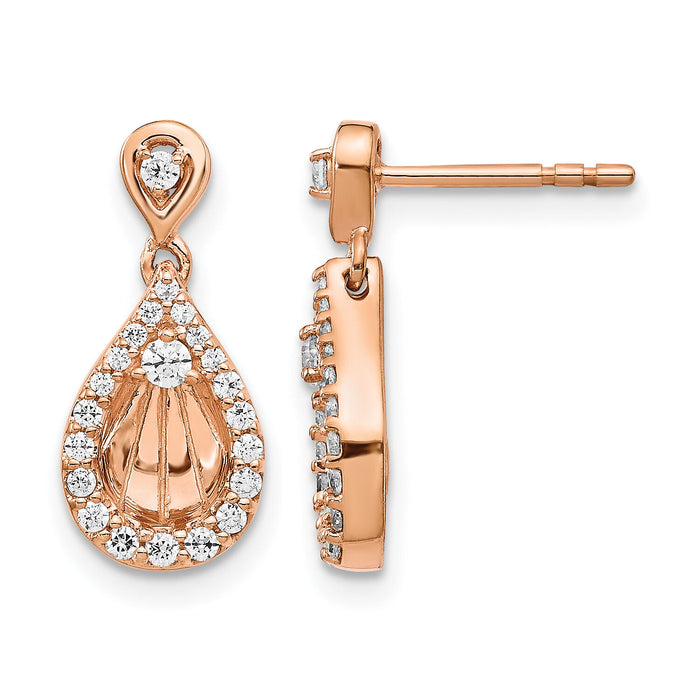 14k Rose Gold Diamond Teardrop Dangle Post Earrings-EM4246-033-RA