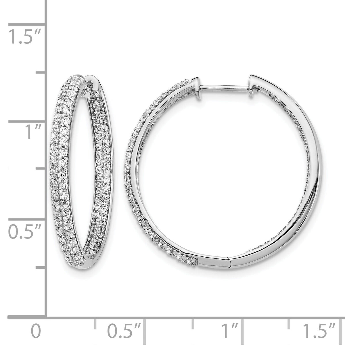 14k White Gold Diamond In/Out Hinged Hoop Earrings-EM4255-150-WA