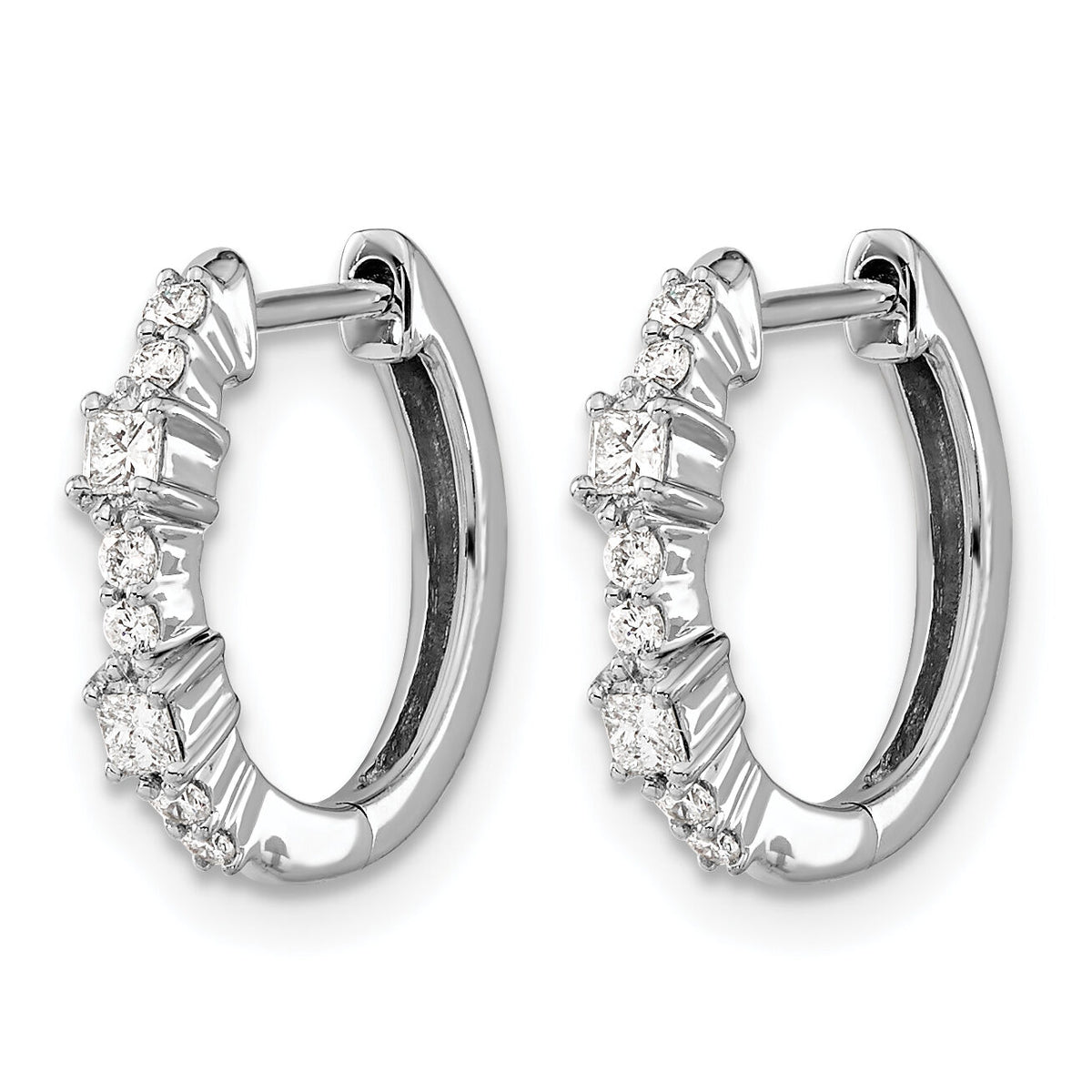 14k White Gold Diamond Hinged Hoop Earrings-EM4257-025-WA