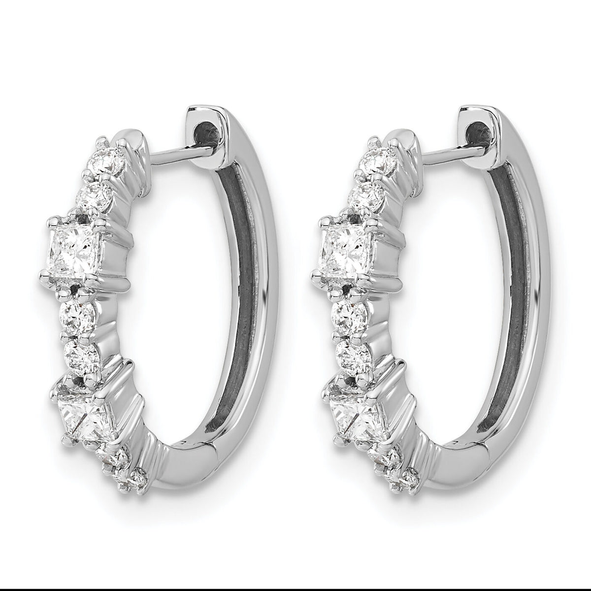 14k White Gold Diamond Hinged Hoop Earrings-EM4257-050-WA
