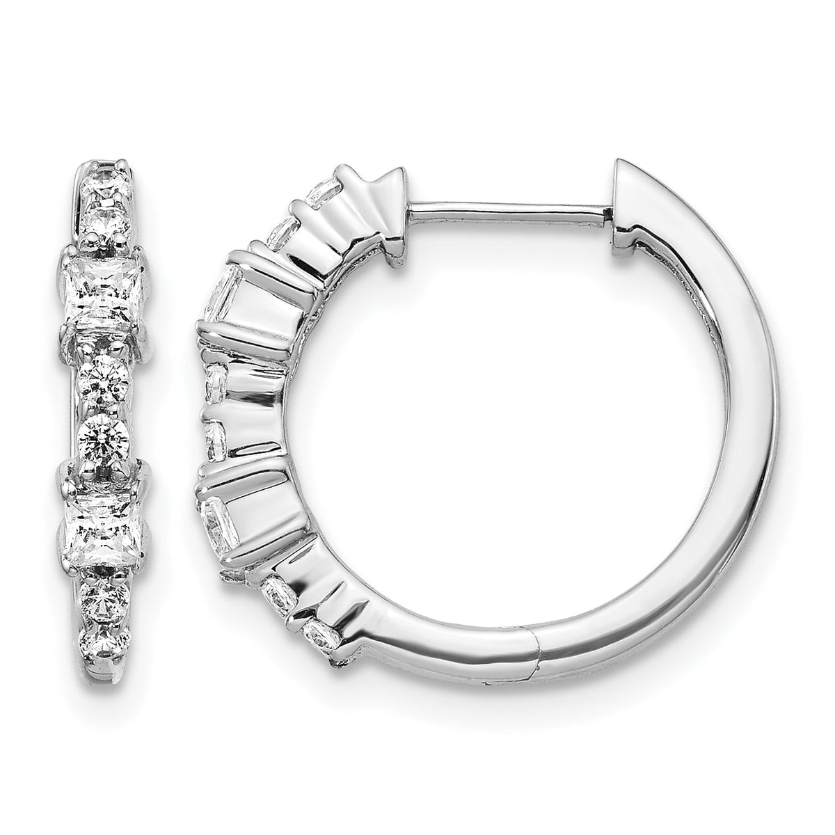 14k White Gold Diamond Hinged Hoop Earrings-EM4257-050-WA