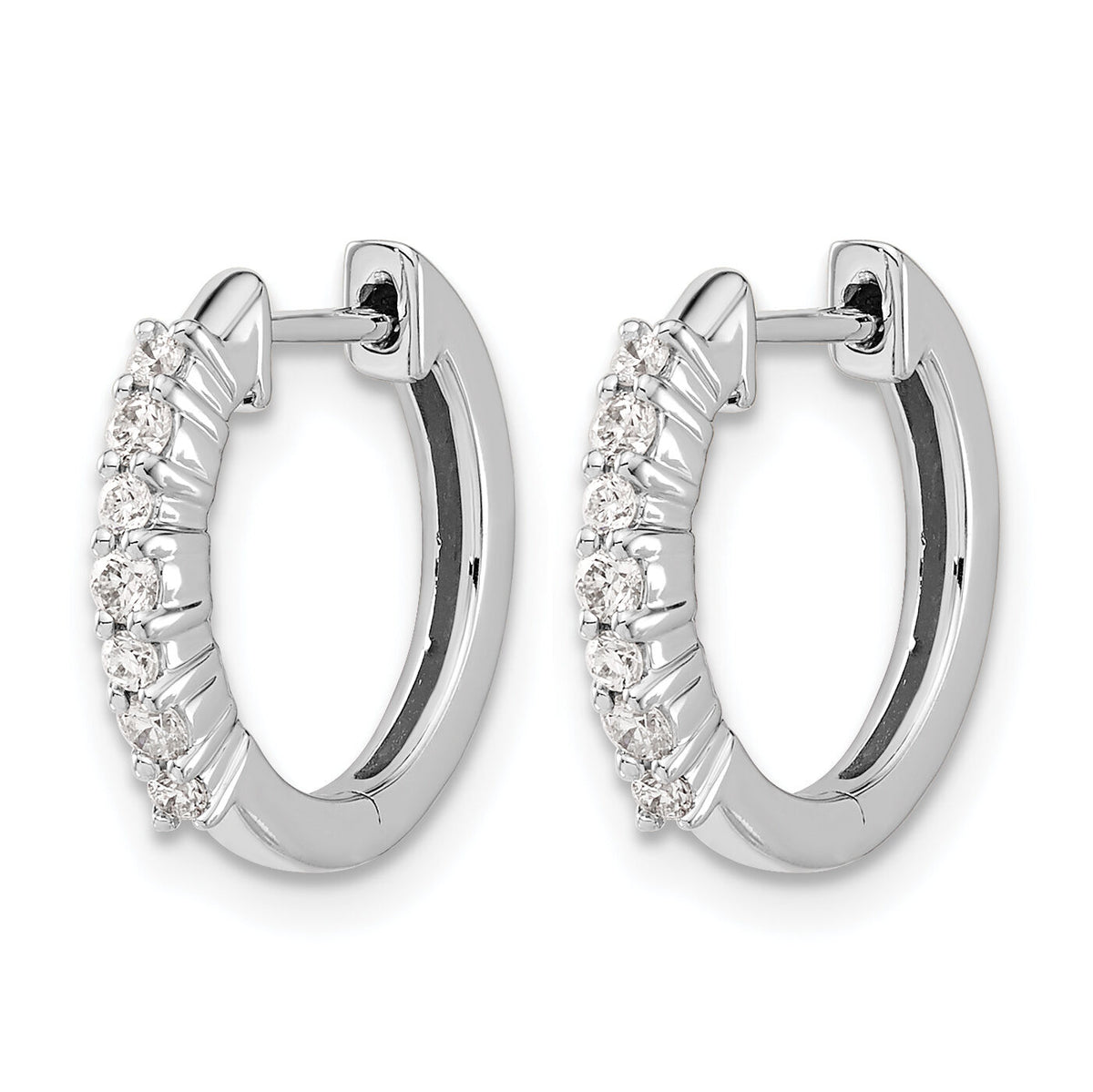 14k White Gold Diamond Hinged Hoop Earrings-EM4258-025-WA