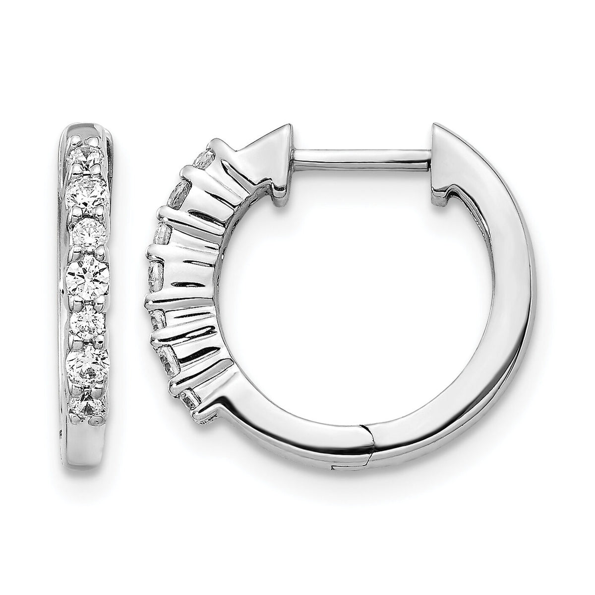 14k White Gold Diamond Hinged Hoop Earrings-EM4258-025-WA