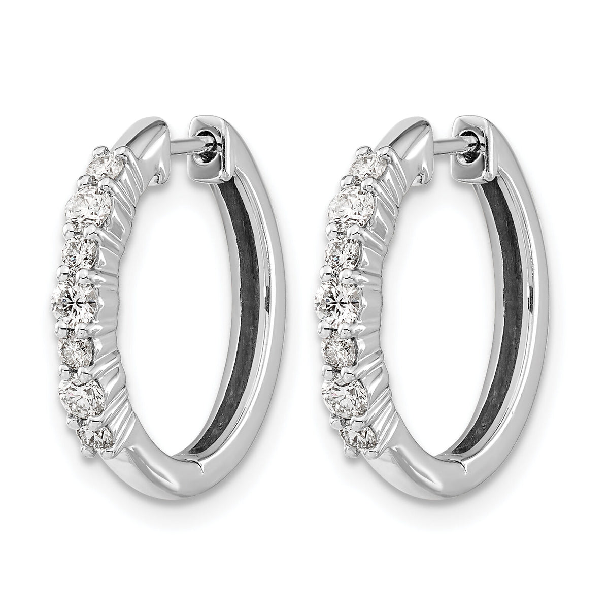 14k White Gold Diamond Hinged Hoop Earrings-EM4258-050-WA
