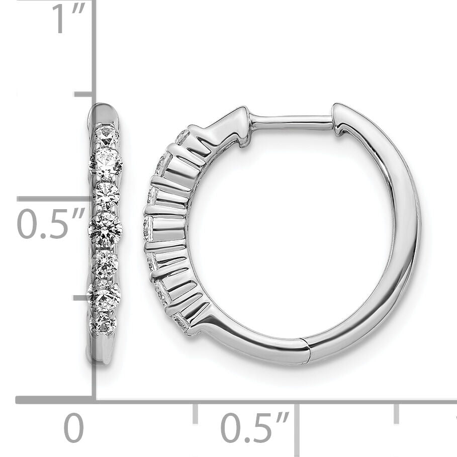 14k White Gold Diamond Hinged Hoop Earrings-EM4258-050-WA