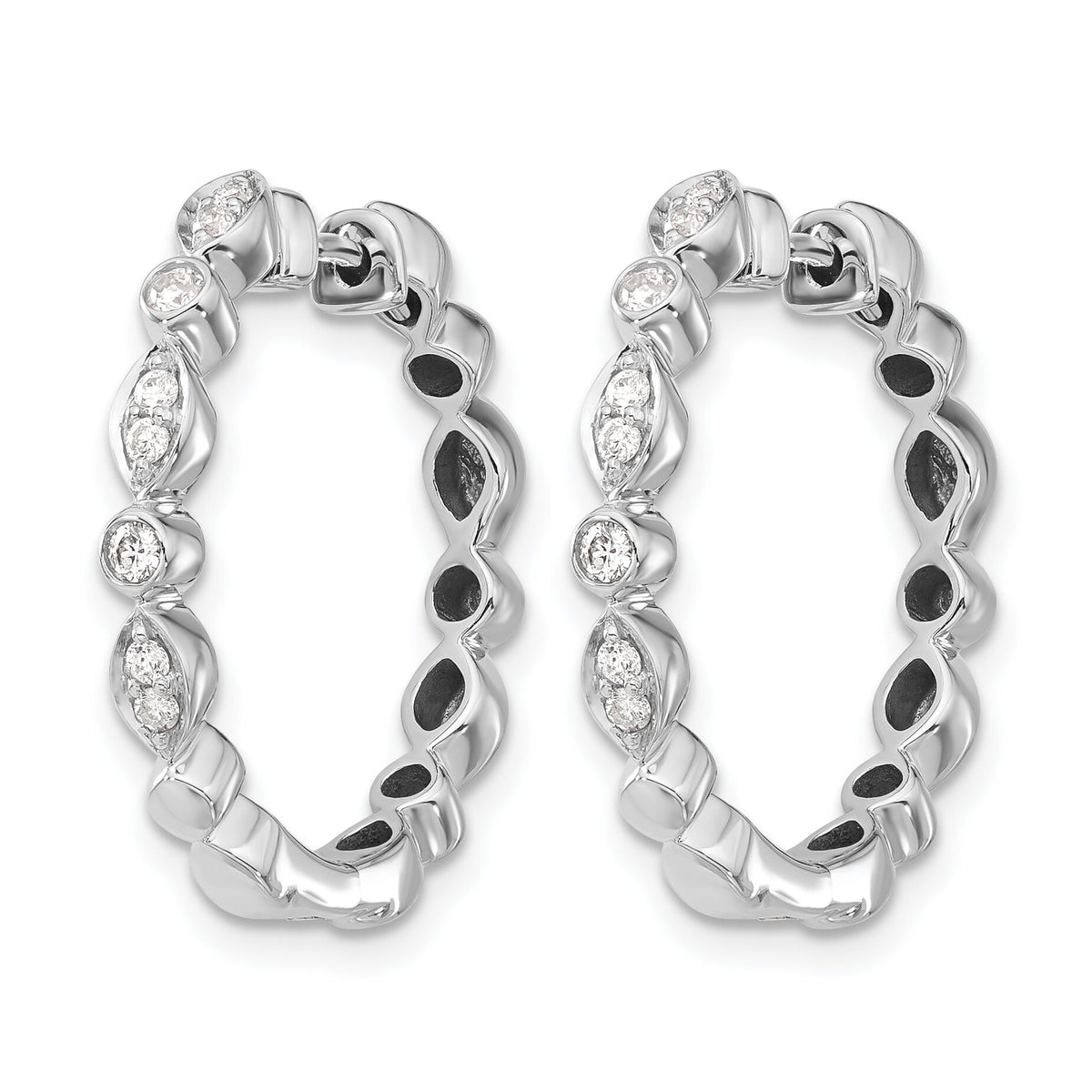 14k White Gold Diamond Hinged Hoop Earrings-EM4259-025-WA