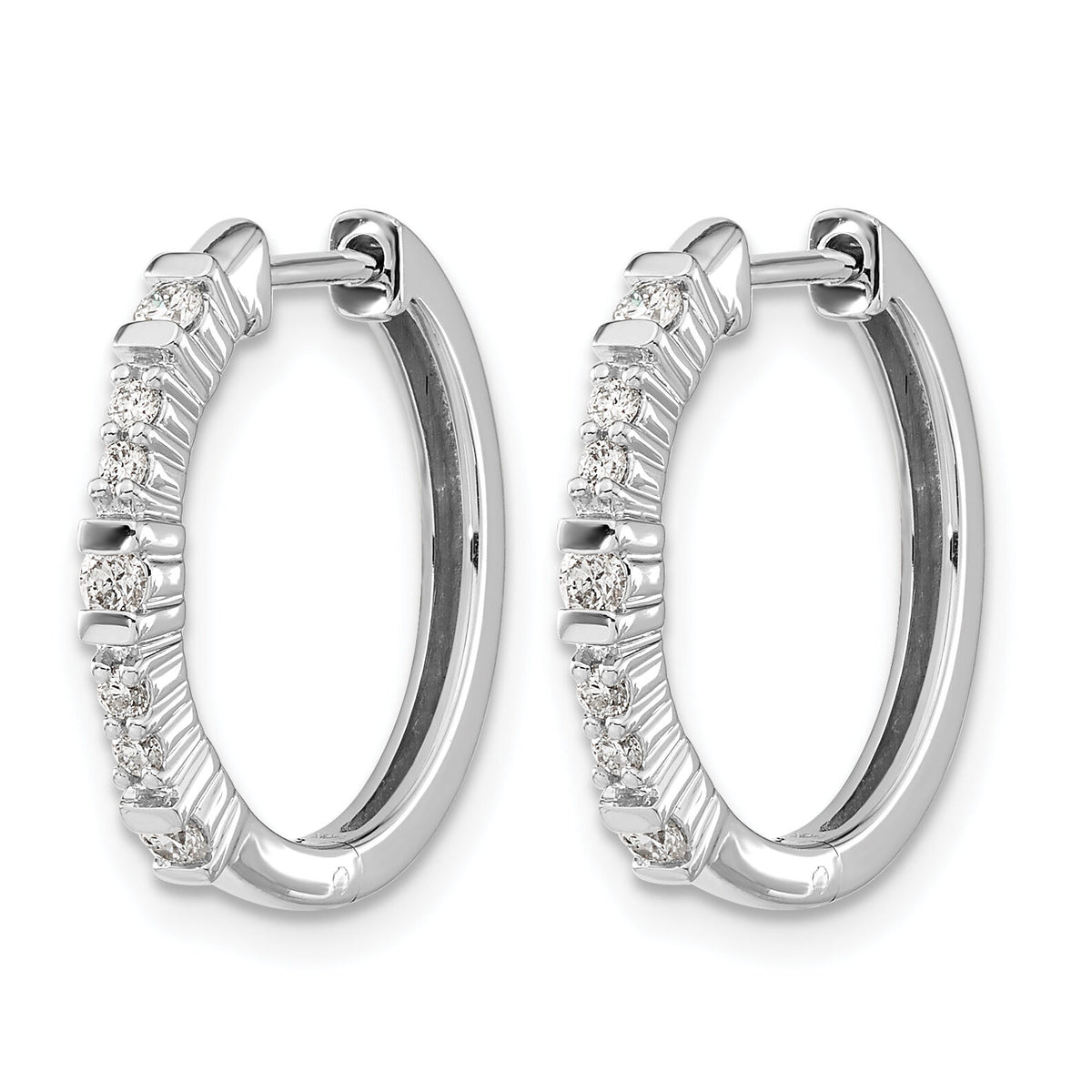 14k White Gold Diamond Hinged Hoop Earrings-EM4260-025-WA
