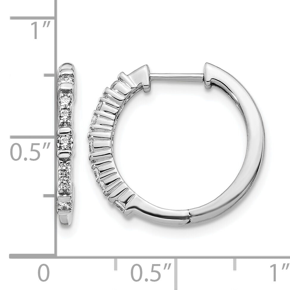 14k White Gold Diamond Hinged Hoop Earrings-EM4260-025-WA
