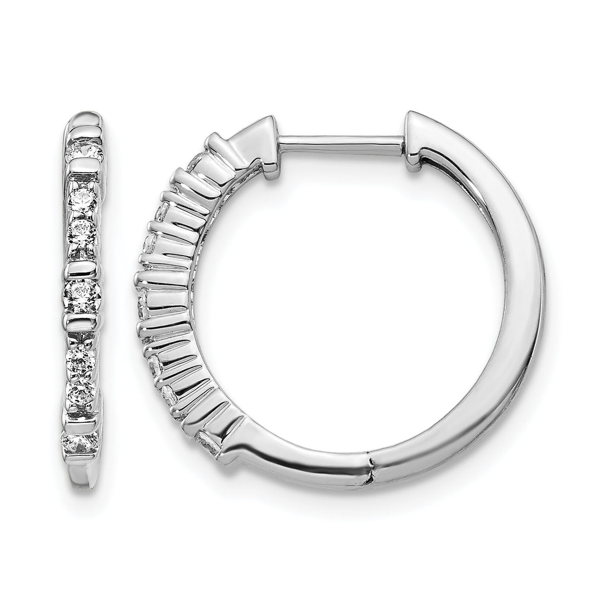 14k White Gold Diamond Hinged Hoop Earrings-EM4260-025-WA