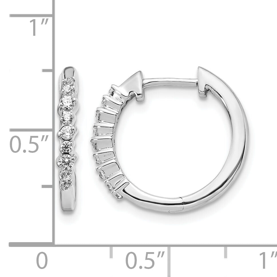 14k White Gold Diamond Hinged Hoop Earrings-EM4261-025-WA