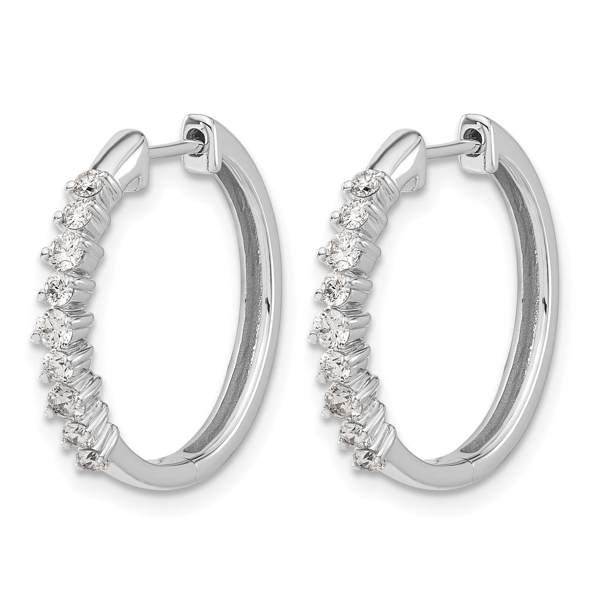 14k White Gold Diamond Hinged Hoop Earrings-EM4261-050-WA