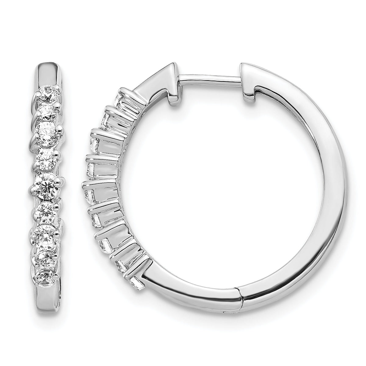 14k White Gold Diamond Hinged Hoop Earrings-EM4261-050-WA