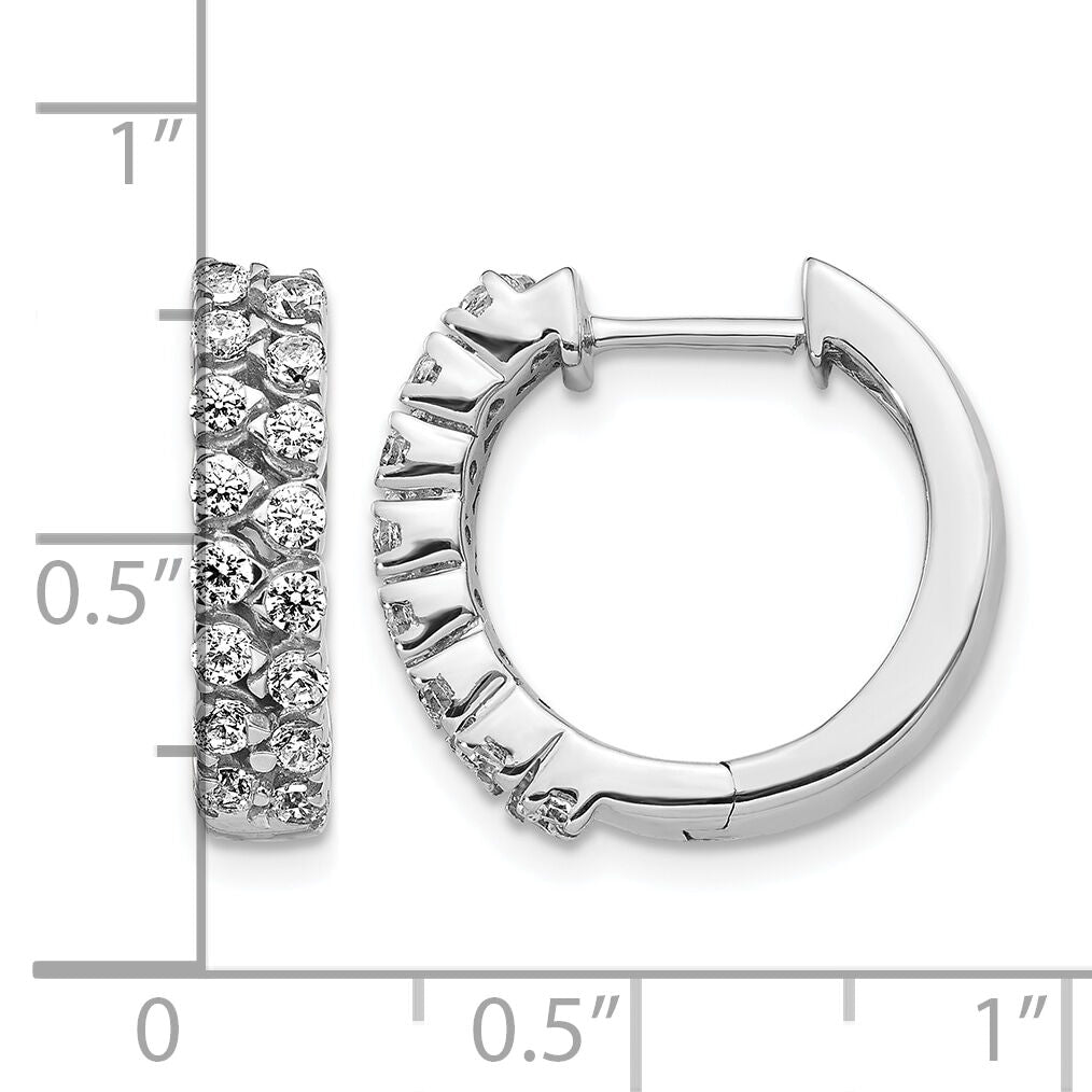14k White Gold 2-row Diamond Hinged Hoop Earrings-EM4262-100-WA