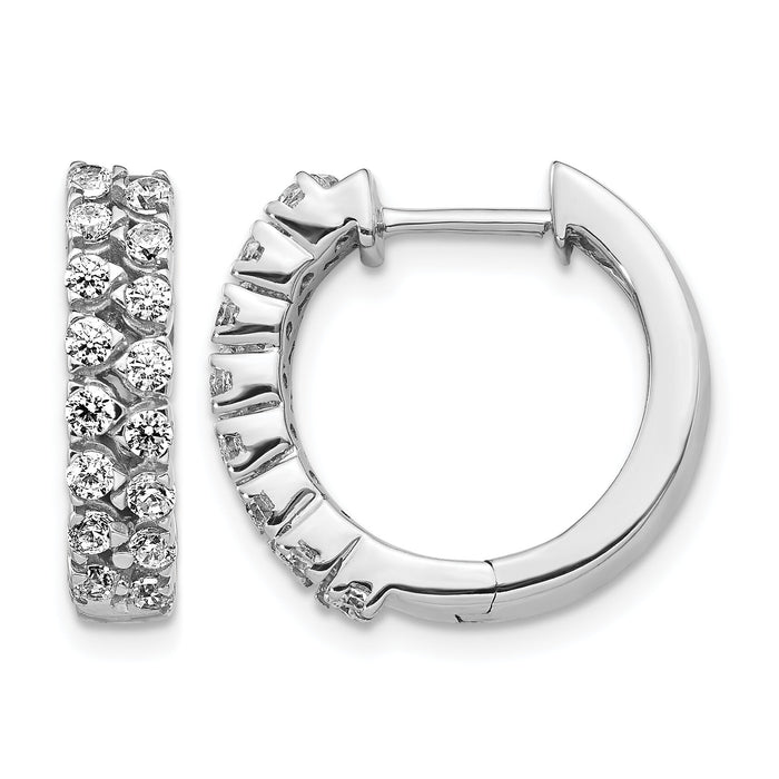 14k White Gold 2-row Diamond Hinged Hoop Earrings-EM4262-100-WA