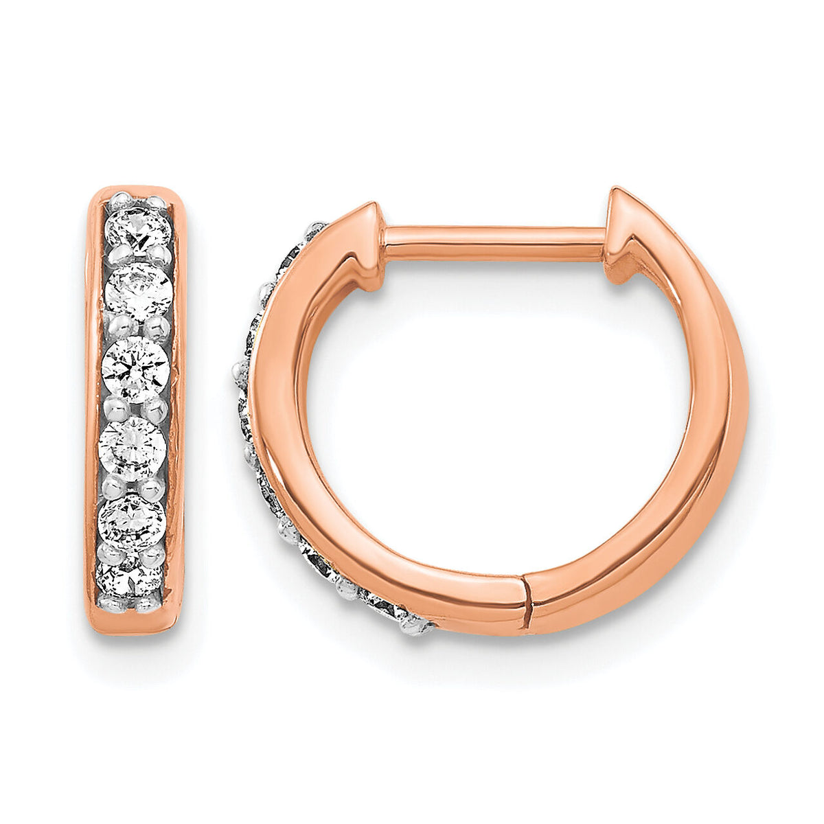 14k Rose Gold Diamond Hinged Hoop Earrings-EM4263-025-RA