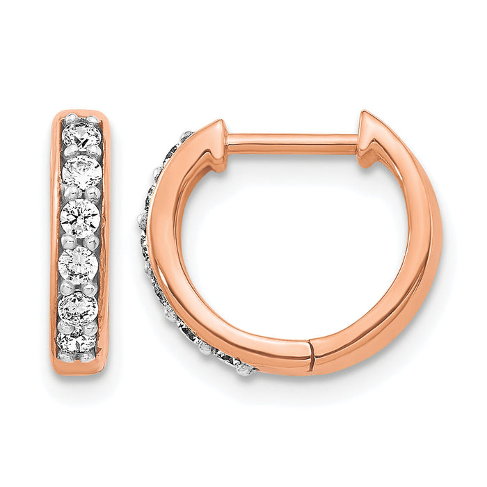 14k Rose Gold Diamond Hinged Hoop Earrings-EM4263-025-RA