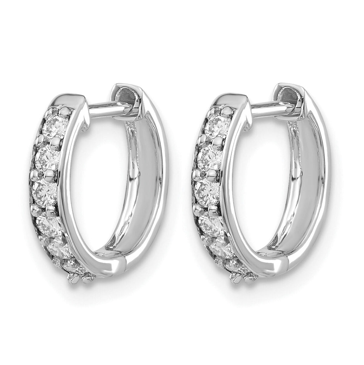 14k White Gold Diamond Hinged Hoop Earrings-EM4263-025-WA