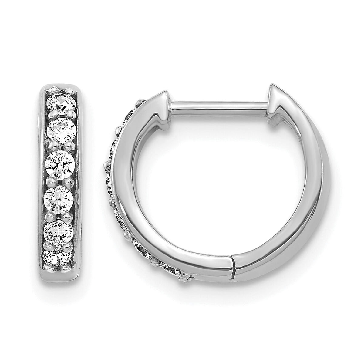 14k White Gold Diamond Hinged Hoop Earrings-EM4263-025-WA