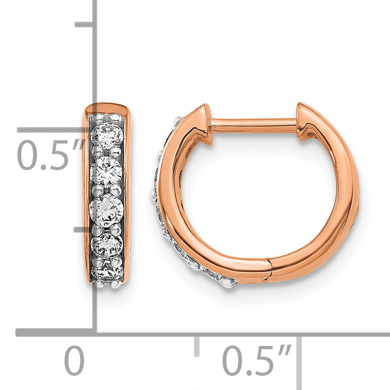 14k Rose Gold Diamond Hinged Hoop Earrings-EM4263-033-RA