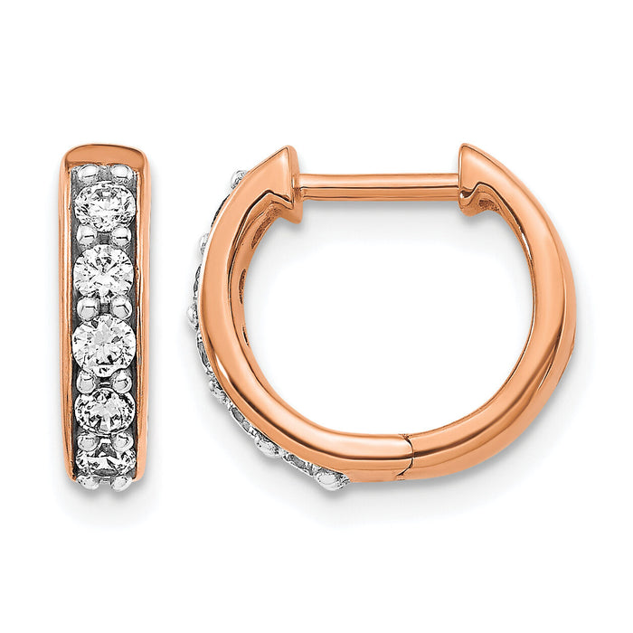 14k Rose Gold Diamond Hinged Hoop Earrings-EM4263-033-RA