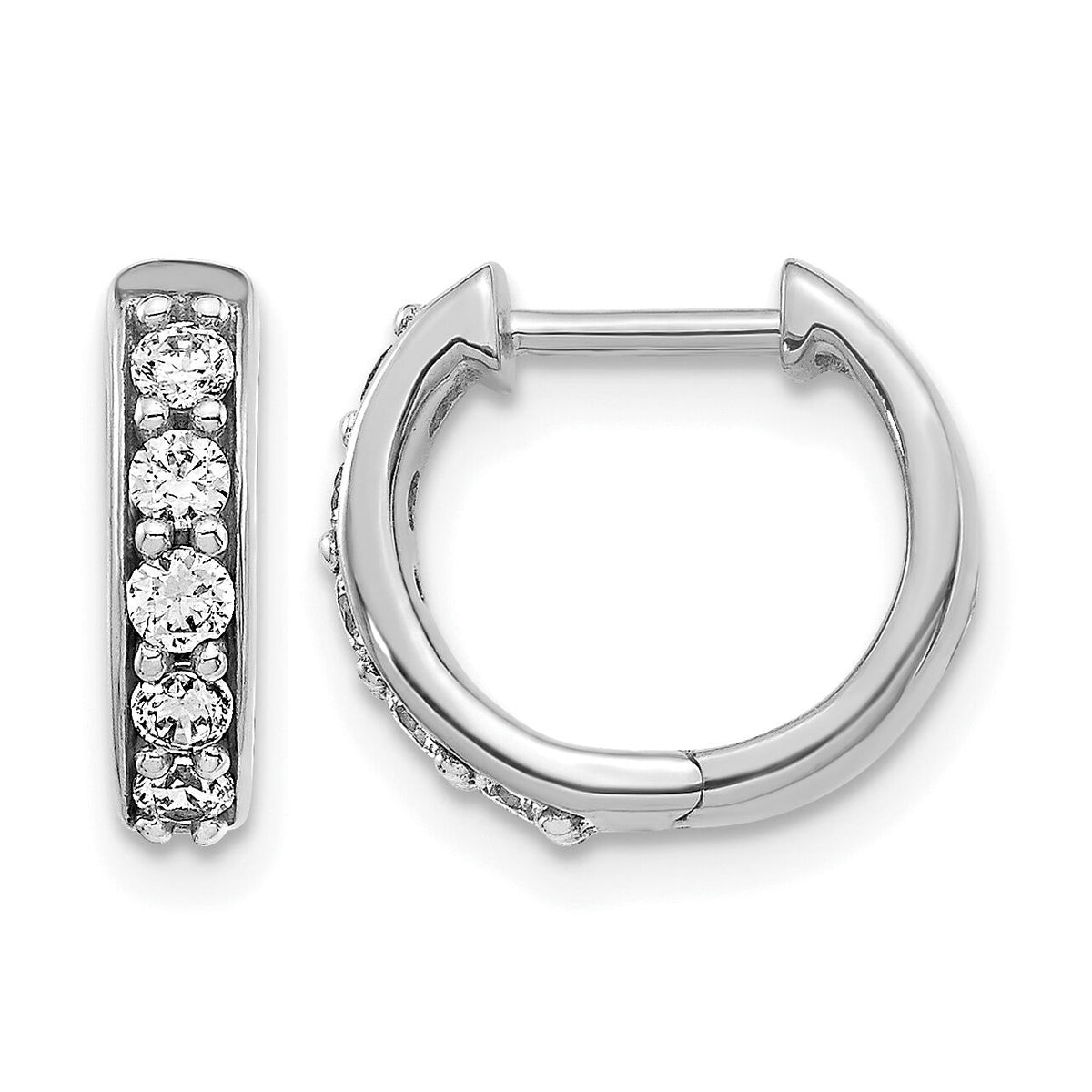 14k White Gold Diamond Hinged Hoop Earrings-EM4263-033-WA