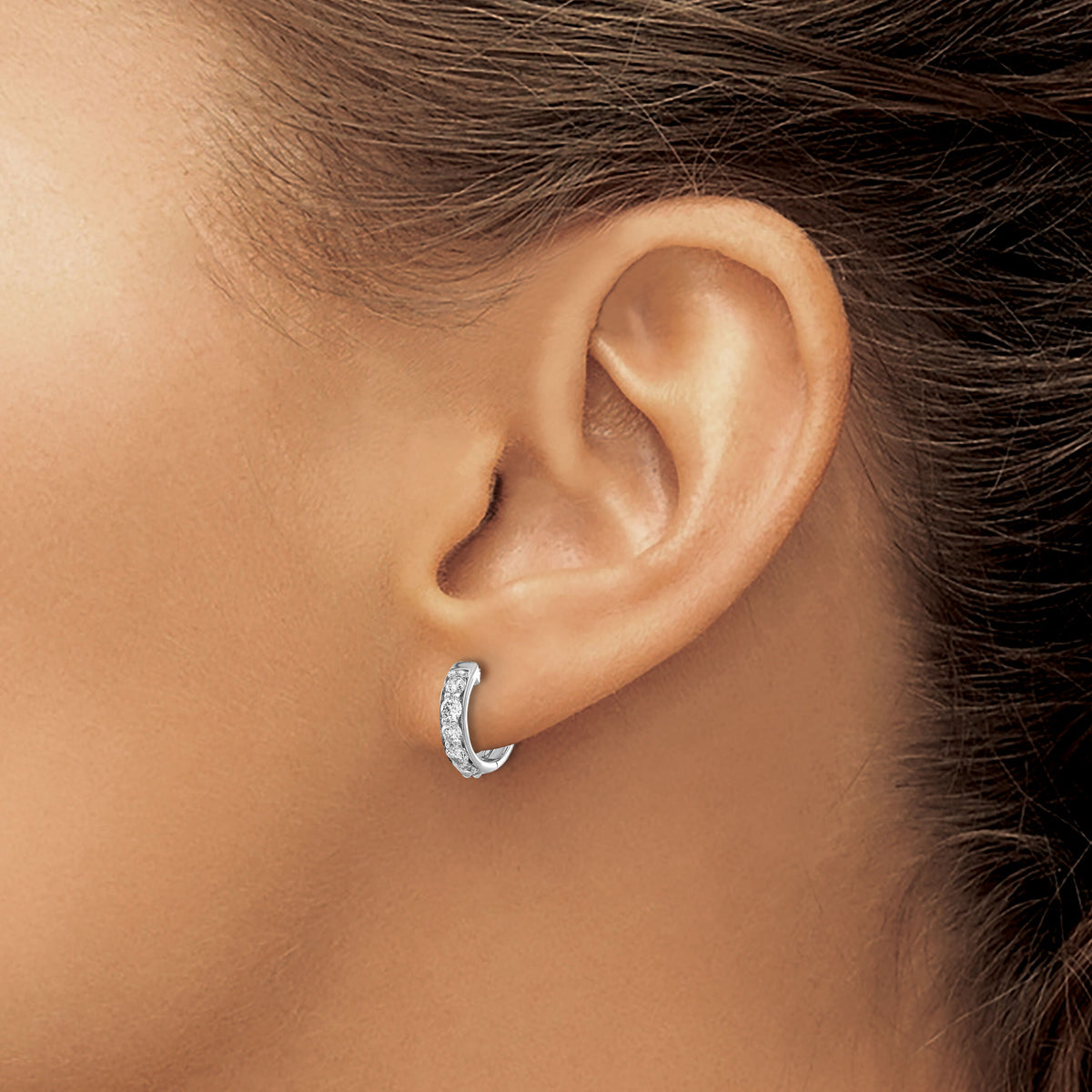 14k White Gold Diamond Hinged Hoop Earrings-EM4263-050-WA