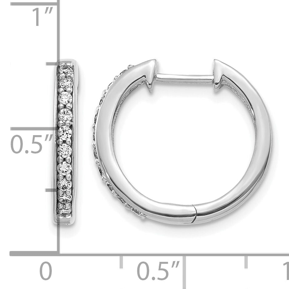 14k White Gold Diamond Hinged Hoop Earrings-EM4264-025-WA