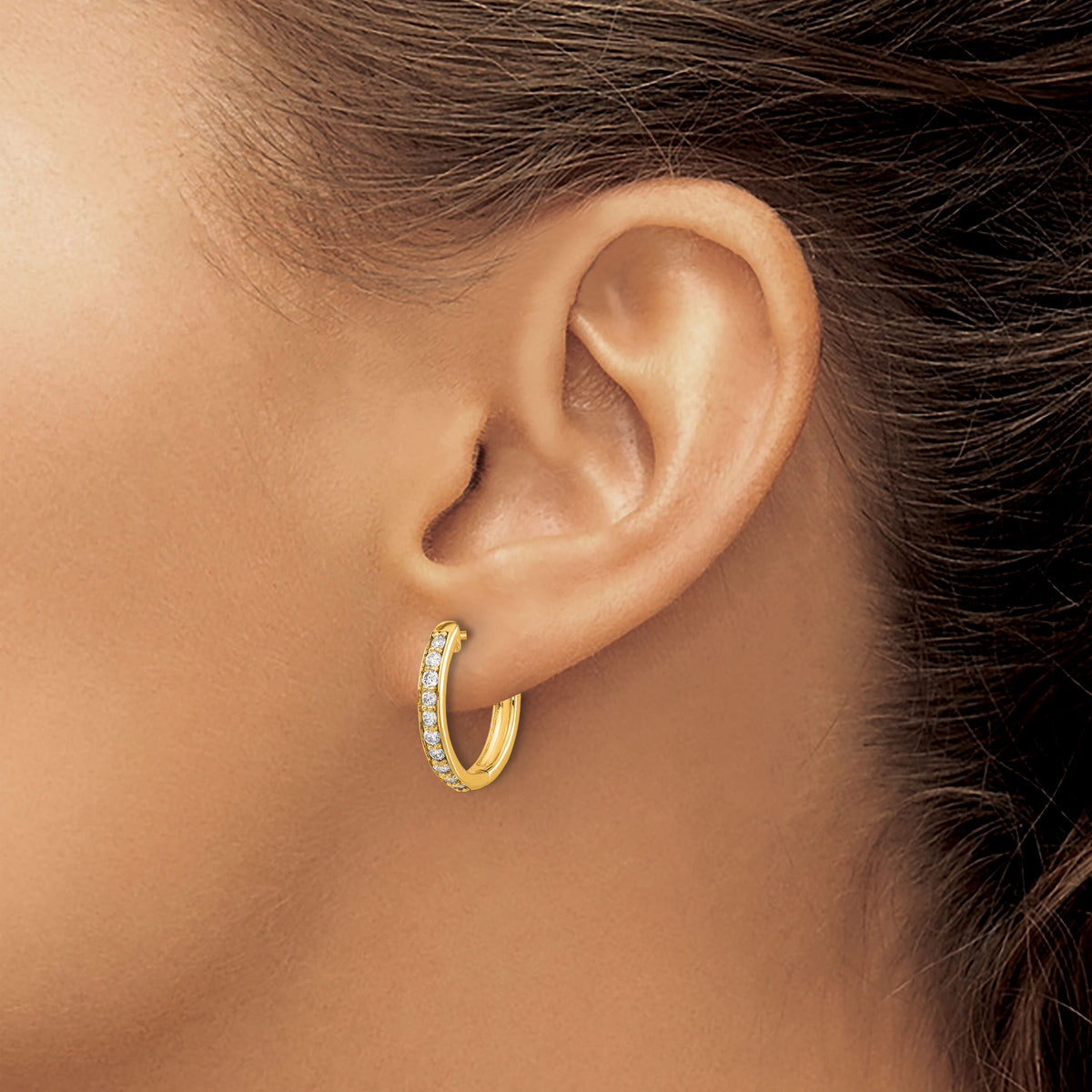 14k Diamond Hinged Hoop Earrings-EM4264-040-YA