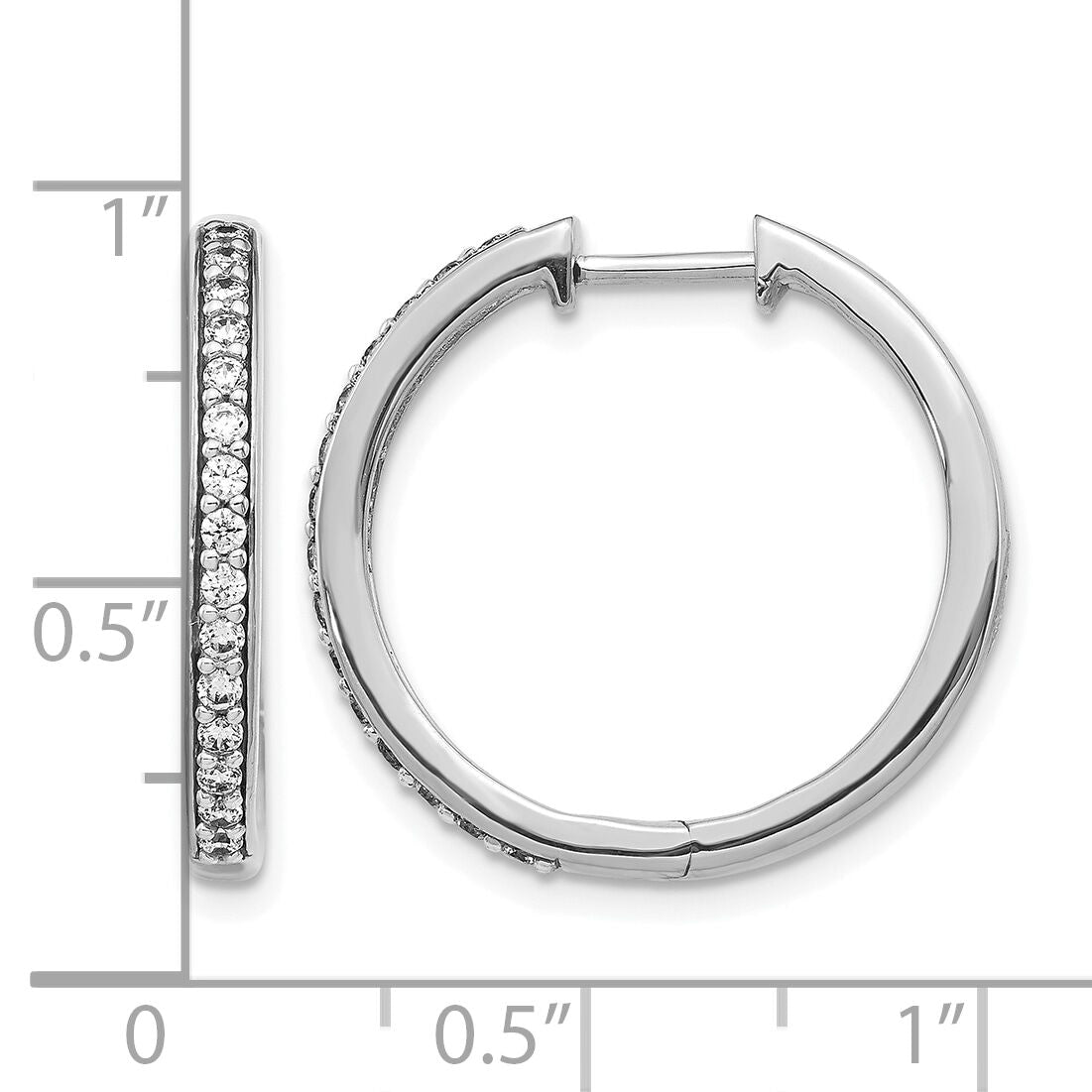 14k White Gold Diamond Hinged Hoop Earrings-EM4265-033-WA