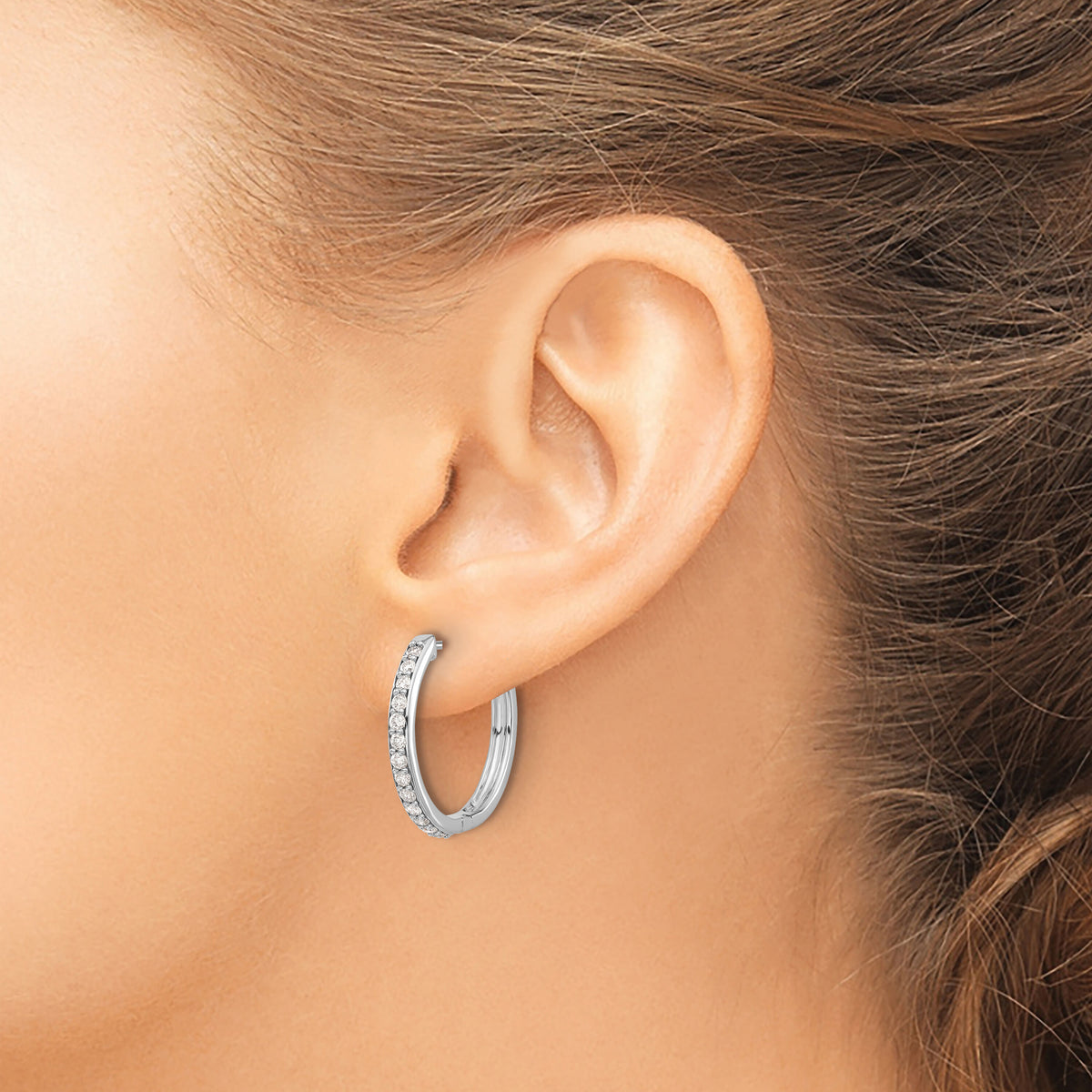 14k White Gold Diamond Hinged Hoop Earrings-EM4265-060-WA