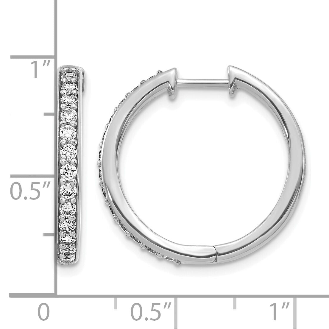 14k White Gold Diamond Hinged Hoop Earrings-EM4265-060-WA