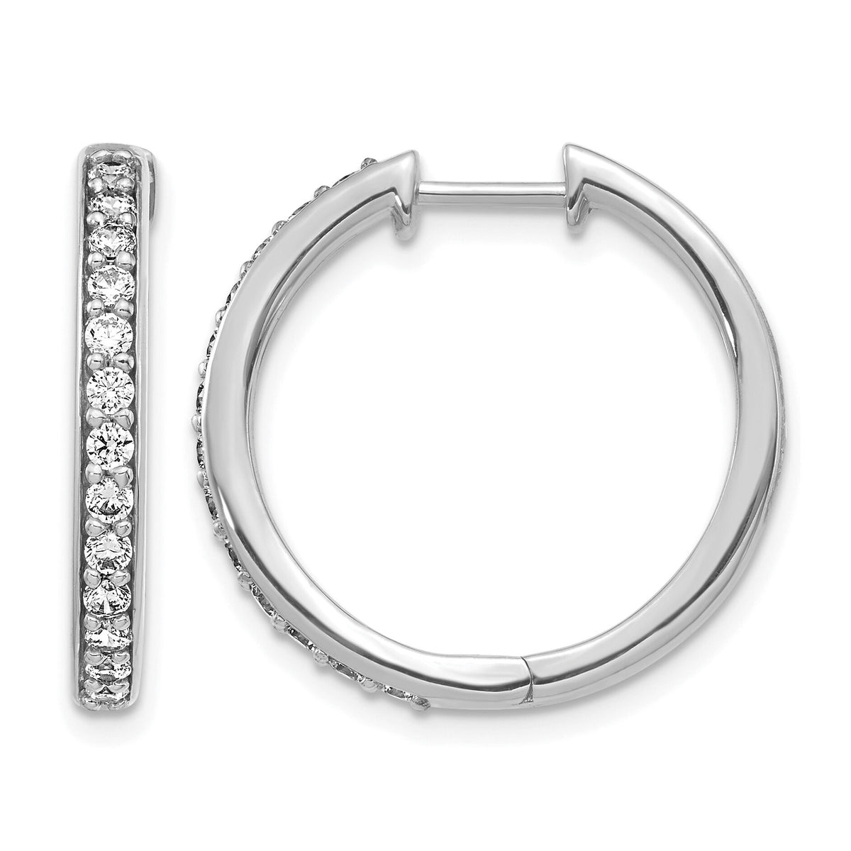 14k White Gold Diamond Hinged Hoop Earrings-EM4265-060-WA