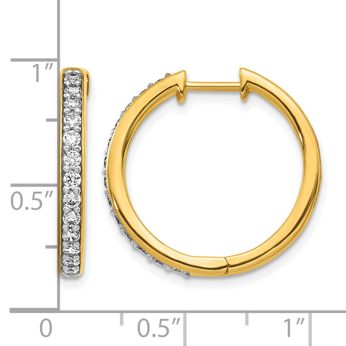 14k Diamond Hinged Hoop Earrings-EM4265-060-YA