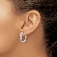 14k White Gold Diamond Hinged Hoop Earrings-EM4265-100-WA