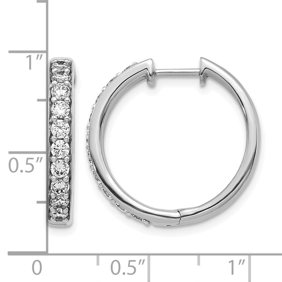 14k White Gold Diamond Hinged Hoop Earrings-EM4265-100-WA