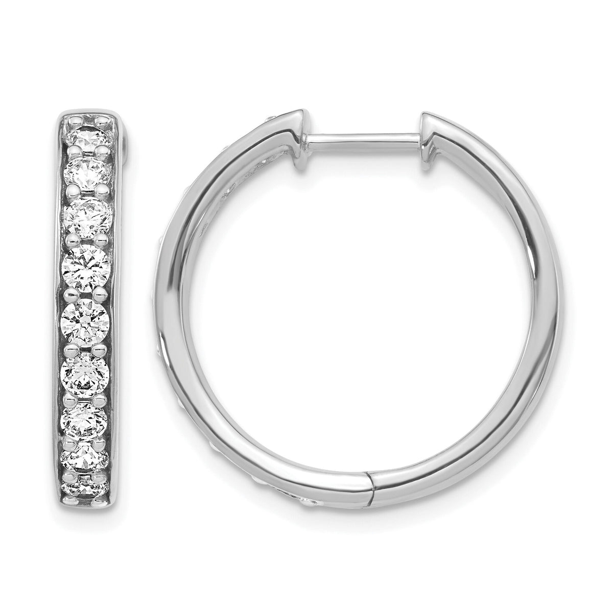 14k White Gold Diamond Hinged Hoop Earrings-EM4265-125-WA